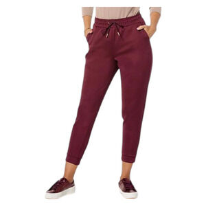 Joy Collection Women's Luxe Performance Scuba Stretch Chic Jogger Red - Regular